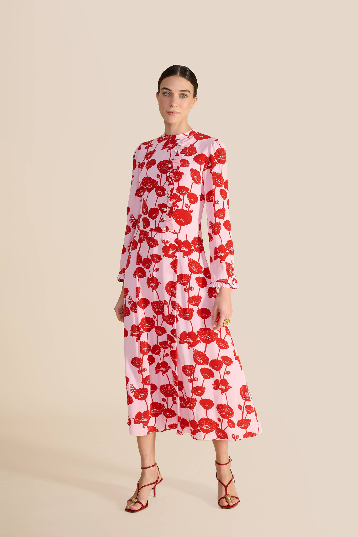 Kristína – asymmetrical summer dress in red-pink main image 1